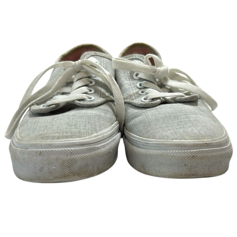 Vans Low Top Canvas Sneakers Gray Linen Look Women’s Size 7 Lace Up - Picture 10 of 11
